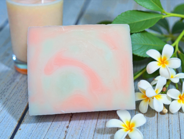 Jasmine Scented Soap, white and pink swirl